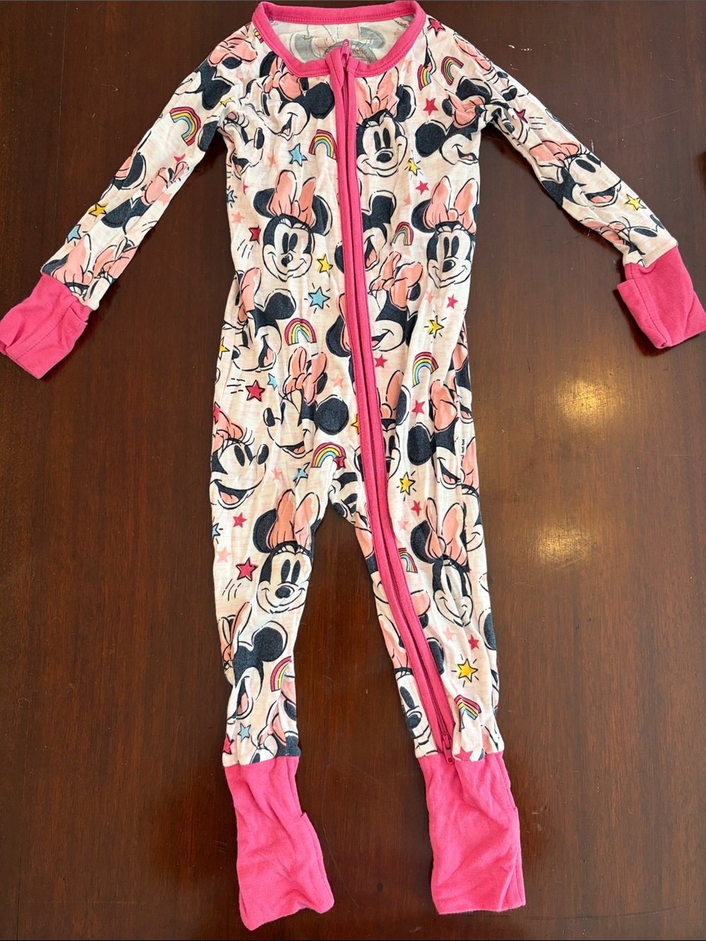 Little Sleepies Pink Minnie Mouse Footed One-Piece Pajama 6-12 Month Disney